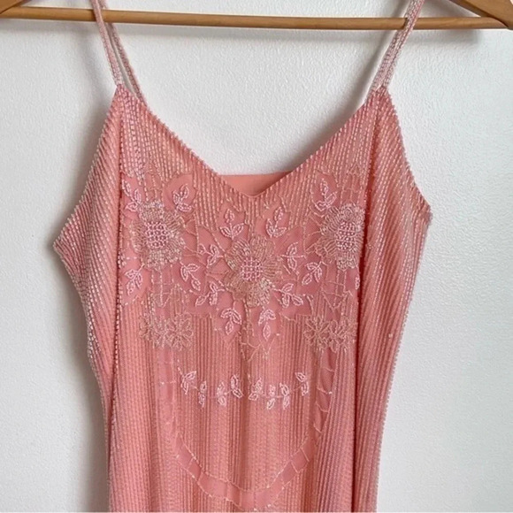 Pink‎ A-Line Ruffle Hemline Midi Beaded Dress - Picture 3 of 14